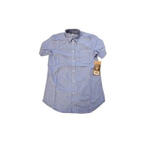 New Women Chef works Urban Collection Gingham Short Sleeve Shirt Sz S